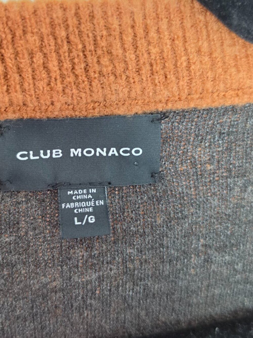 Club Monaco Reversible Wool Blend Sweater Large Brown Charcoal Crewneck - Picture 4 of 7